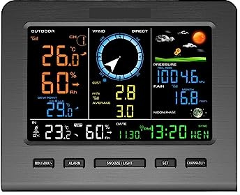 WIFI Stazione Meteorologica Sensore Esterno Pluviometro Previsioni Meteo Temperatura Umidità Pressione Aria Indicatore Del Frase Lunare Misurazione Accurata