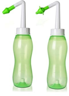 Botella de Enjuague Nasal 300ml Pe Verde, Limpiador de Nariz | 1, Uso Fácil, para Adultos y Niños, Lavado Nasal, Formato Compacto de 300ml