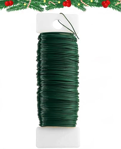 Florist Wire, Christmas Wreath Making Wires,Green Florist Wire,35M Xmas Floristry Wires for Wreath Floral Bouquets, DIY Flower Arrangement Crafting.
