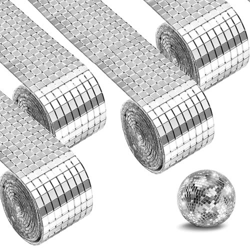 6400 Stück Spiegel Mosaik Fliesen Disco Kugel,5x5 mm,spiegel mosaik | selbstklebende quadratische Glasmosaike 5x5 mm für Badezimmer, Hotel & DIY-Bastelprojekte (Silber)