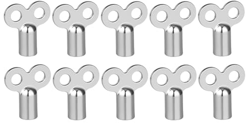 Lumi Zenva Clé à 4 Pans de Purgeur pour Radiateur - Lot de 10 Pièces, Clé en Argent pour Purger les Radiateurs, Outil de Maintenance de Chauffage