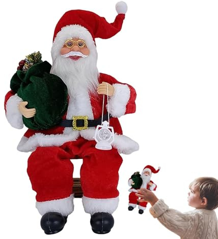 Generico Figura di Babbo Natale – Decorazione Natalizia Seduta | Ornamento in Pile Rosso E Bordeaux | Figurina per Soggiorno, Camera da Letto, Ufficio, Vetrina E Festa di Natale