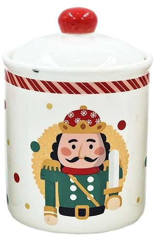 matrasa Keksdose mit weihnachtlichem Motiv aus Keramik - Plätzchendose Gebäckdose Pralinendose 500ml 15cm (Nussknacker)
