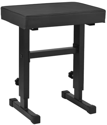 Sunydog Silla de Piano, Taburete Ajustable, Altura de 4 Velocidades, Cómodo Cojín Acolchado para Músicos, Banco Teclado, Hierro Negro, Cuero PU, Hogar, Escuela, Escenario