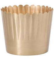Gold Delicata Metal Planter Pot l Decorative Flower Pot with Scalloped Edge | Modern Brushed Gold Plant Container for Indoor Plants, Christmas Trees, Home & Holiday Decor (5.5x 5) (18940.4)