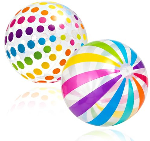 FQAKTB 2 Piezas Pelotas de Playa Hinchables, 27 cm Bolas de Agua hinchables, Balón de Agua Multicolor para Adultos, Juegos Acuáticos en Playa y Piscina, Fiestas de Verano y Reuniones Familiares