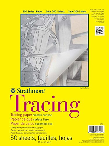 Strathmore 370-14 300 Series Zeichenblock, 35,6 x 43,2 cm, mit Klebeband, 50 Blatt, weiß