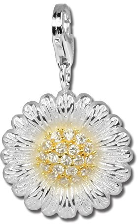 SilberDream Charm 925 Silber vergoldet Anhänger weiß Gerbera Zirkonia FC4118 Silber Charmsschmuckanhänger