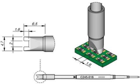 JBC SMD-Entlötspitze Serie C245, C245018/3,5 mm, für Chip-Komponenten C245018 (2045 2245 C245 Loetkartusche Loetpatrone Loetspitze Lötkartusche Lötpatrone Lötspitze SMD Entlötspitze)