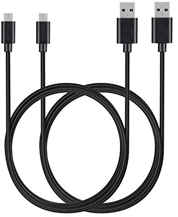 MaGeek Câble Micro USB 1,8m, [Lot de 2 pièces] Câble de charge rapide extra long de 1,8 mètres et câble de données pour Samsung Galaxy S7, S6, S4, Note 5/4, A7, A5, Google, Nokia (Noir)