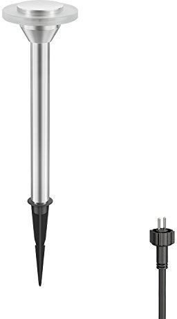 ledscom.de Luce LED per sentiero/bitta ALF con picchetto a terra per esterni, IP44, 34 cm, alluminio, bianco freddo