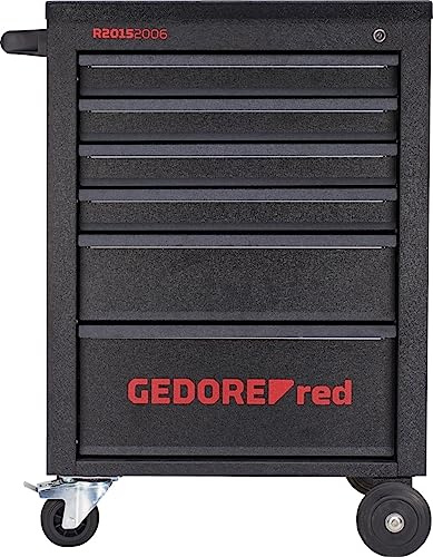 GEDOREred R21560005 Satz im Wagen MECHANIC schwarz 129-tlg | Befüllt, 6 Schubladen, 129 Teile, schwarz, HxBxT 910 x 628 x 418 mm