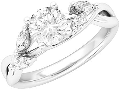 Sterling Silver Twisted Willow Vine 1.0CT Simulated Diamond Engagement Ring Promise Bridal Ring with Marquise