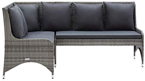Tidyard 2-TLG. Garten-Ecksofa Sitzgruppe Sofa-Garnitur Gartenmöbel Loungesofa Gartenset Fuer Balkon, Terrasse oder Garten Poly Rattan Grau