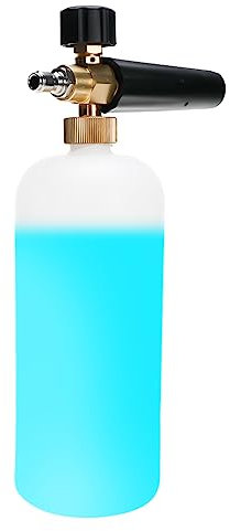 BOOMSTARTER Foam Gun, Pistola Schiuma Lavaggio per Auto, Cannone Schiuma da 1 Litro per Idropulitrice, Parti in Ottone, Concentrazione Regolabile, Gamma di Spruzzo Regolabile, Bianco