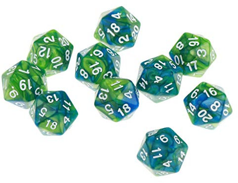 Packung mit Seitigen Würfeln D20 Polyedrische Würfel für Brettspielzeug DND Spiel , Grün Lila