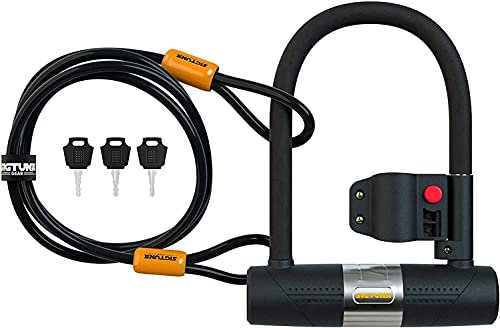 SIGTUNA Bike Lock - 16mm Heavy Duty Bicycle U Lock Shackle and Mount Holder, 1.2m Steel Chain Cable and 3 High-Security Keys for Road Bike, Electric Bike, Folding Bike, Mountain Bike (Orange)