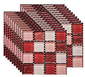 FBBULES 20PCS Adesivi per Piastrelle Cucina e Bagno, PVC Autoadesiva Mosaico Sticker Piastrelle Adesive, Impermeabile Mosaico Adesivi Parete per Piastrelle, Rosa (10x10cm/4x4pollici)