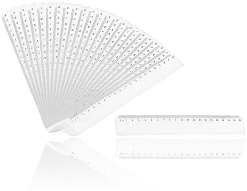 D.RECT – 24 stycken – 20 cm linjal | plast plast | transparent glasklar | för skola kontor hem