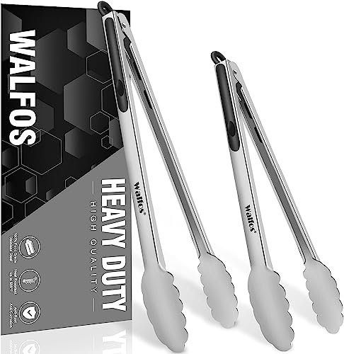 Walfos Grillzange, Küchenzange aus Edelstahl Kochzange Zange, hitzebeständiger Griff, ideal zum Grillen, Greifen und Kochen - 30cm und 43cm