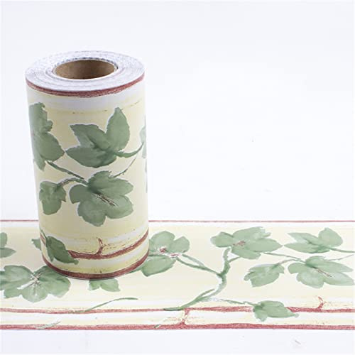 Guest Ruyunlai Tapetenbordüre Selbstklebend grüne Blätter 10cm X 1000cm für Badezimmer Wohnzimmer Küche Verdicken PVC Dekorative Bordüre Abnehmbare Wasserdicht Taille rahmen Wandtattoo