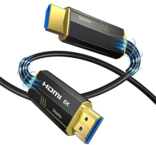 DGHUMEN HDMI Kabel 15M Glasfaser 8K, HDMI 2.1 Kabel (HDMI 2.1, 48Gbps) Ultra High Speed Unterstützung 8K@60Hz 4k@120/144Hz Dynamisches HDR, eARC, ARR, Dolby Atmos für PS5/4 HDTV Monitor PC Laptop