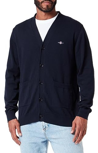 GANT Herren Classic Cotton V-cardigan KLASSISCHE BAUMWOLLSTRICKJACKE MIT V-AUSSCHNITT, Abendblau, L EU