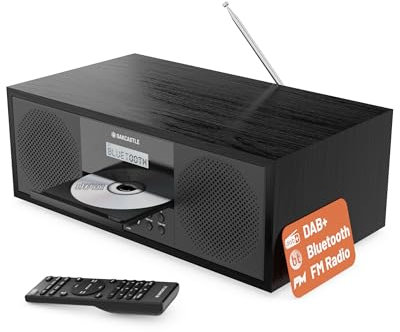 Bluetooth DAB+ Radio & CD Player | Mains Powered 60 Watt Stereo Hifi System for Home | Inbuilt Speakers, LED Display | Dual Alarm, 20 Presets & FM | USB, MP3, AUX | Remote Control | OAKCASTLE DAB500