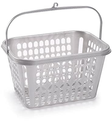 CABLEPELADO Cesta de plastico para Pinzas, Canasto para Pinzas, Cesta de Tender, Capacho para Pinzas, Bolsa para Tender, 25 cm Largo x 18 cm Fondo x 14 cm Alto, Plástico, Gris