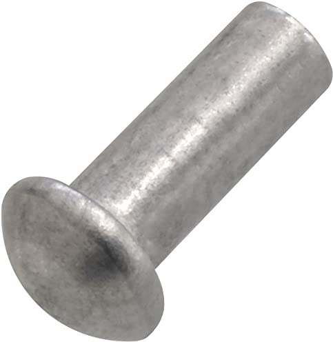 AERZETIX - C62011 - Satz von 20 Aluminiumnieten Ø2x5 mm mit halbrundem gewölbtem kopf - voll-/schlagniete - DIN 660 - silberfarben - nicht abnehmbare verbindung lederblech nietmaschine