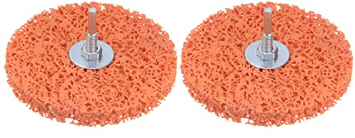 sourcing map 2pcs Paint Stripping Disc Drill Attachment 5 x 1/2 with 1/4 Shaft Strip Clean Discs for Rotary Tool Clean and Remove Paint Coating Rust, Orange
