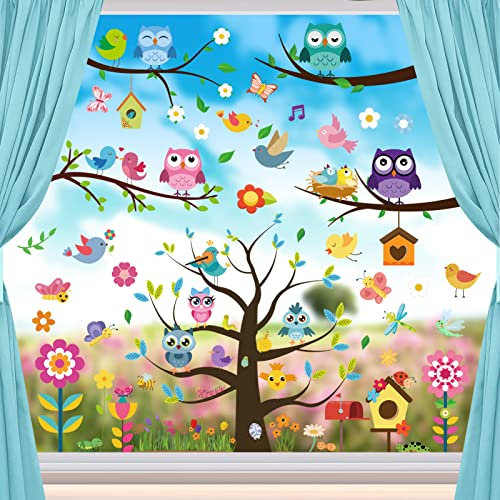 Shinybox Fensterbilder Frühling Sommer Schmetterlinge Deko, Selbstklebend, Wiederverwendbar, Kinderzimmer Fensterdeko (B)