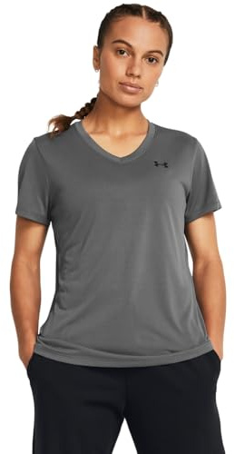 Under Armour Damen Tech SSV- Solid, Trainings-T-Shirt für Damen, kurzärmeliges Funktionsshirt mit V-Ausschnitt für das Training