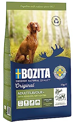 Bozita Hundefutter Original Adult Flavour Plus Rentier – 3 kg weizenfreis Trockenfutter für übergewichtige Hunde oder Hunde mit geringerem Aktivitätsniveau – Ausgewogene & kalorienbewusste Ernährung