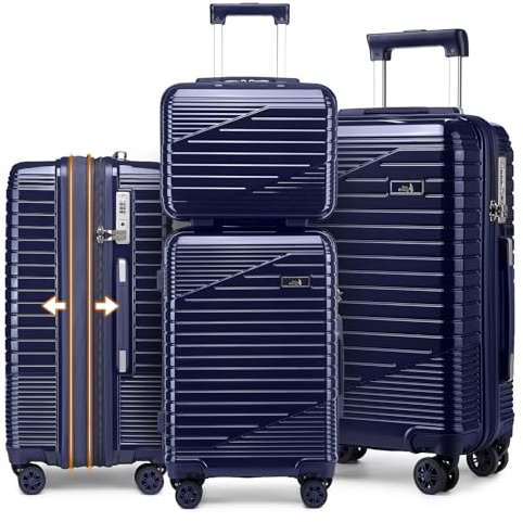 Sea choice Kofferset 4 Teilig Hartschalen Rollkoffer PC Handgepäck Set Beautycase (Nur L Koffer Erweiterbar) Reisekoffer mit YKK Reißverschluss TSA-Schloß und 4 Rollen S/M/L/XL
