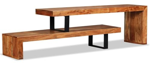 ZEYUAN TV-Schrank Akazienholz Massiv, TV Lowboard, Fernsehschrank, Fernsehtisch, Fernseher Schrank, TV Sideboard, TV Board, TV Cabinet, TV Bank, TV Kommode