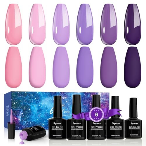Skymore UV Nagellack Pastell Gel Nagellack 8ml Gel Polish UV Lack 6 Farben UV Gel Nagellack Rosa Gellack Lila UV Lacke für Nägel, Gel Lacke für UV Lampe, Ideal Nagellack Geschenk für Frauen