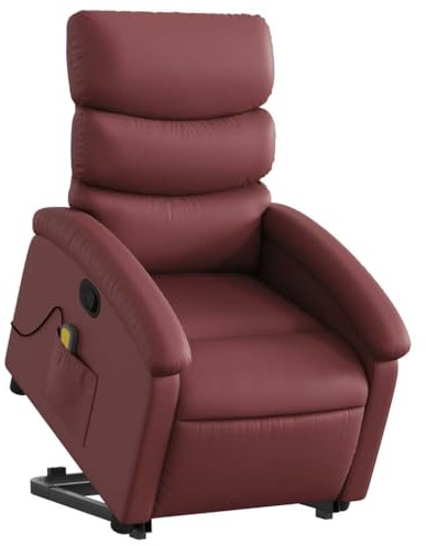 vidaXL Massagesessel mit Aufstehhilfe Weinrot Kunstleder
