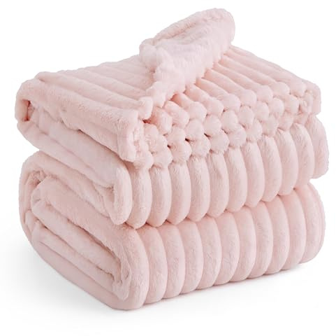 BEDSURE Kuscheldecke 220x240 Zimmer Deko - Tagesdecke, Kristallrosa | Geschenke für Frauen, Weich Sofadecke & Wolldecke, Warme Grobe Korddecke für Couch, Schlafzimmer & Wohnzimmer,Waschbar