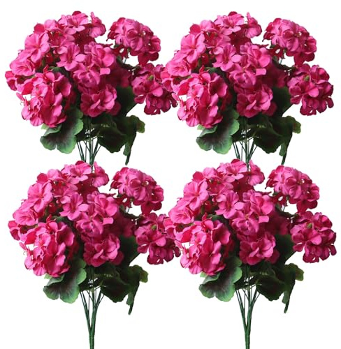 YXYQR Künstliche Blumen für den Innen- und Außenbereich, Heimdekoration, künstliche Geranien, Seidenblumen, UV-beständig, künstliches Grün für Topf, Vase, Fensterkasten, hängende Pflanzgefäß, Veranda,
