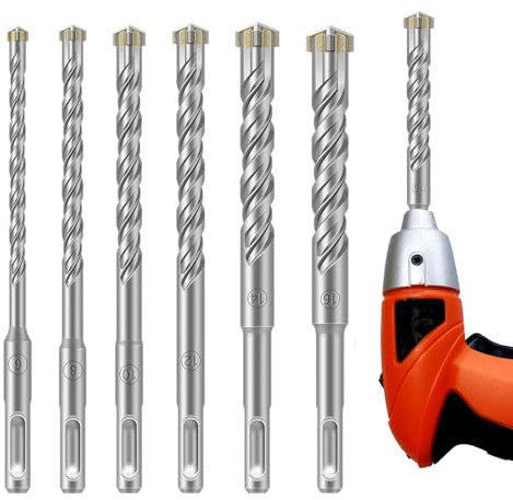 Set di punte per trapano a percussione – Set di 6 punte per legno a croce | Set di punte per legno multifunzione con elevata durezza