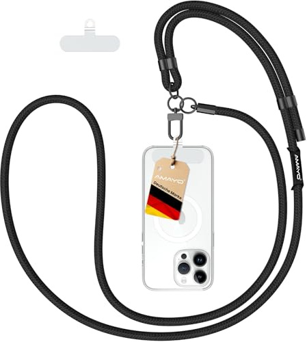 AMAYO – Mobiltelefonkedja universell för upphängning, nyckelband, justerbar, kedjerem, mobiltelefonrem, rem, rem, snodd, mobiltelefonband, pärlor, kompatibel med alla mobiltelefoner, smartphone-fodral