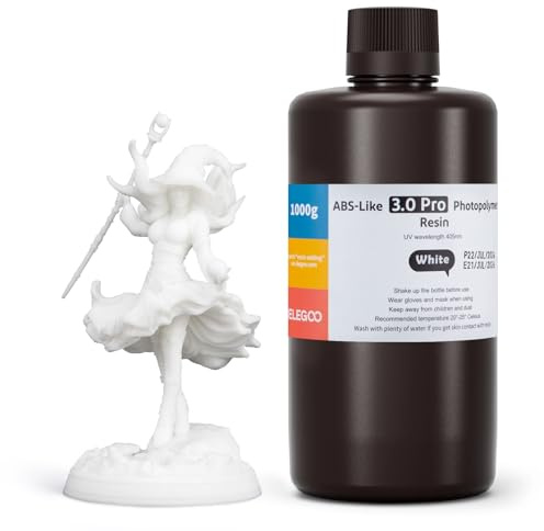 ELEGOO ABS-Like 3.0 Pro Resin Weiß 1000g, Aufgerüstetes 3D-Drucker Harz für höhere Hitze- und Kratzfestigkeit, Kompatibel mit den meisten MSLA/LCD/DLP-Lichtaushärtungs-3D-Druckern