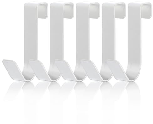 WLLHYF Lot de 5 crochets universels en acier inoxydable étanches - Pour salle de bain - Porte en verre sans cadre - 2,1 cm - Blanc