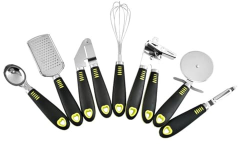 TOPBATHY 7-Teiliges Set Küchenhelfer sparschäler zestenschäler wundreiben can-Opener kuchenutensieleien Set Easy putz Dosenöffner antihaftbeschichtetes Kochgeschirr Käsereibe Pizzarad