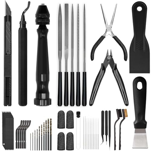 3D Printer Tools Kit Essential, 3D Printing Tools Kit, 3D Printer Accessories, Deburring Tool, Wire Cutter, Drill, Scraper for Remove, Smoothing, Finishing, Deburring, Craving, Drilling