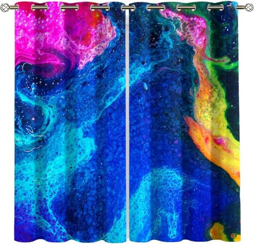 Vorhang Kinderzimmer Bunte Abstrakte Textur Kinder Vorhänge Mit Ösen Polyester Gardinen Thermovorhang Blickdicht Ösenschal Kindergardinen 280X180 cm (B + H) Für Wohnzimmer,2Er Set-814972901