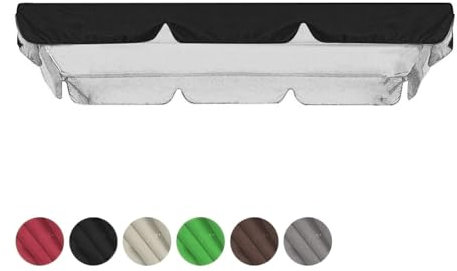 TYBEITAO 600D Hochwertiges,Silberbeschichtetes Oxford-Gewebe Hollywoodschaukeln Dachbezug Wasserdicht UV-Geschützt Langlebig und Reißfest Dach Für Hollywoodschaukeln,Black-164 * 114 * 15cm