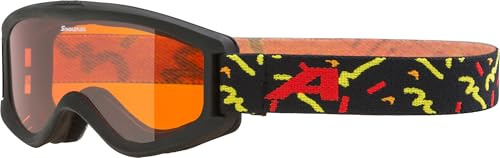 ALPINA CARVY 2.0 - Maschera da sci anti-appannamento, estremamente robusta e infrangibile, protezione UV 100%, taglia extra-piccola per bambini, Black multi matt