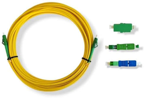 CONBIC® FTTH Satz - LC/APC (8°) Verlängerungs-Glasfaserkabel mit div. Adapter & Buchsen, OS2 Patchkabel, 3.0mm Durchmesser, 9/125μm, LSZH, FTTH Lichtwellenleiter, G.657.A2. (Gelb, 20m)